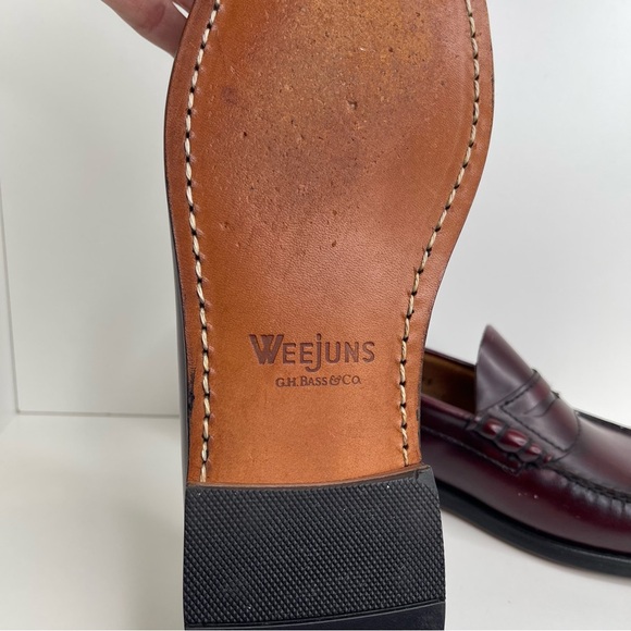 G.H.BASS MENS 1936 LOGAN FLAT STRAP WEEJUNS LOAFER leather sole - Picture 12 of 14
